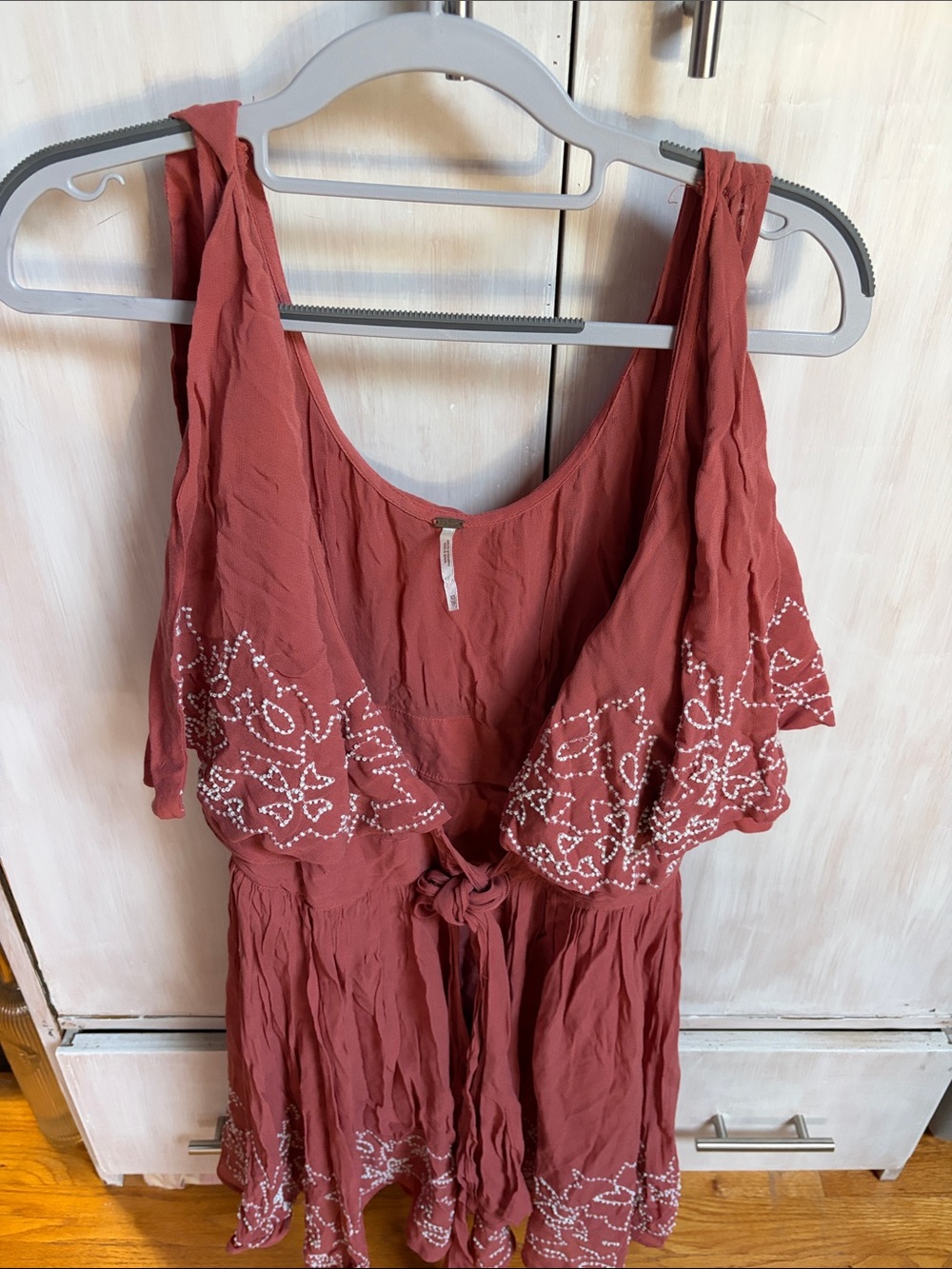 Free People Sylvia Embroidered Sleeveless Tie-Front Dress